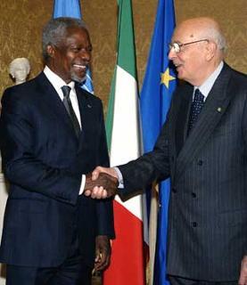 Il Presidente Giorgio Napolitano con Kofi Annan, Segretario generale delle Nazioni Unite.