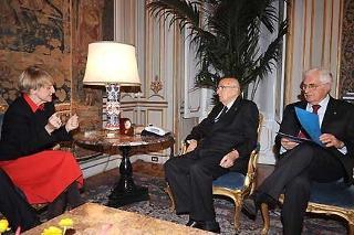 Il Presidente Giorgio Napolitano con la Prof.ssa Danuta Hubner, Commissario Europeo per la politica regionale durante i colloqui