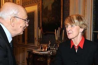 Il Presidente Giorgio Napolitano con la Prof.ssa Danuta Hubner, Commissario Europeo per la politica regionale