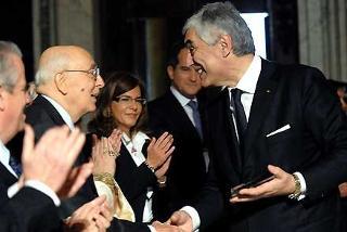 Il Presidente Giorgio Napolitano consegna il Premio Leonardo Qualità Italia 2008 a Gabriele del Torchio, Amministratore Delegato Ducati Motor Holding S.p.A.