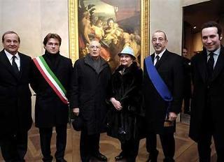 Il Presidente Napolitano durante la visita alla Mostra sul Correggio