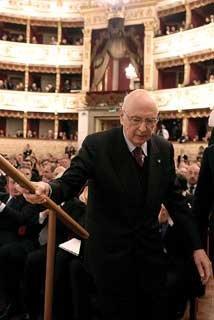 Il Presidente Giorgio Napolitano al Teatro Regio, in occasione del suo intervento