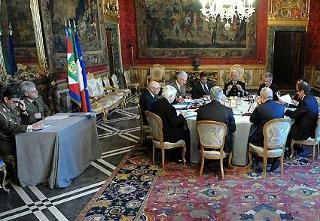 La riunione del Consiglio supremo di difesa, presieduta dal Presidente della Repubblica Giorgio Napolitano