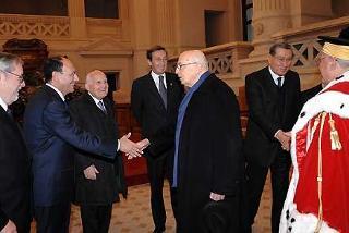 Il Presidente Giorgio Napolitano all'arrivo a Palazzo di Giustizia, in occasione dell'Assemblea Generale pubblica e solenne della Corte Suprema di Cassazione