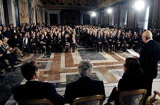 Il Presidente Giorgio Napolitano durante il suo intervento in occasione della celebrazione del &quot;Giorno della Memoria&quot;