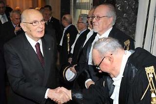 Il Presidente Giorgio Napolitano al suo arrivo all'inaugurazione dell'Anno Giudiziario della Corte dei conti per il 2009