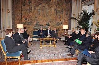Il Presidente Giorgio Napolitano con una delegazione della Conferenza dei Presidenti delle principali organizzazioni ebraiche americane durante i colloqui