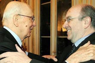 Il Presidente Giorgio Napolitano accoglie Joaquin Almunia, Commissario Europeo per gli Affari Economici e Monetari