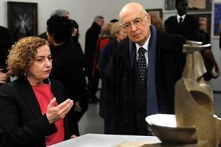 Il Presidente Giorgio Napolitano visita la Mostra &quot;Futurismo. Avanguardia-Avanguardie&quot;, accompagnato dalla Prof.ssa Ester Coen, curatrice della Mostra.