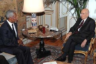 Il Presidente Giorgio Napolitano a colloquio con Kofi Annan, ex Segretario generale delle Nazioni Unite