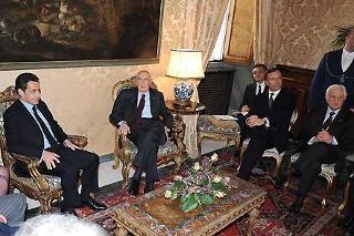 Il Presidente Giorgio Napolitano con Nicolas Sarkozy, Presidente della Repubblica Francese, durante i colloqui