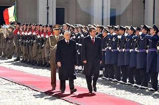Il Presidente Giorgio Napolitano con S.E. Georgi Parvanov, Presidente della Repubblica di Bulgaria in visita di Stato in Italia, durante gli onori militari
