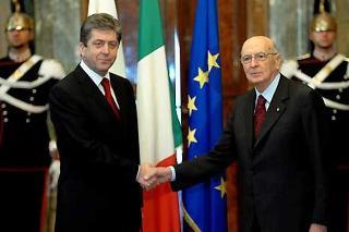 Il Presidente Giorgio Napolitano con il Presidente della Repubblica di Bulgaria, Georgi Parvanov in occasione della visita di Stato in Italia