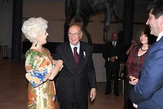 Il Presidente Giorgio Napolitano al termine del Concerto si intrattiene con Raina Kabaivanska