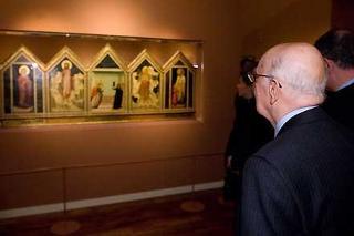 Il Presidente Giorgio Napolitano visita la Mostra &quot;Giotto e il Trecento&quot;, allestita al Complesso Monumentale del Vitttoriano.