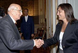 Il Presidente Giorgio Napolitano accoglie Renata Polverini, Segretario generale della UGL.