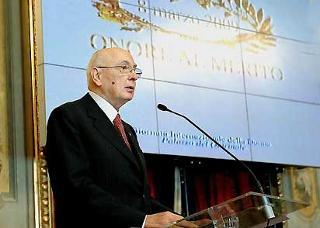 Il Presidente Giorgio Napolitano durante il suo intervento in occasione delle cerimonia celebrativa della Giornata Internazionale della Donna