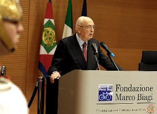 Il Presiente Giorgio Napolitano durante il suo intervento al Congresso internazionale in ricordo di Marco Biagi
