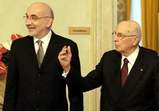 Il Presidente Giorgio Napolitano accolto da Maurizio Torreggiani, Presidente della Camera di Commercio
