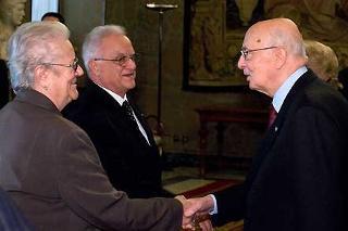 Il Presidente Giorgio Napolitano accoglie il Presidente della Repubblica di Malta Edward Fenech-Adami, in visita ufficiale in Italia e la signora Adami