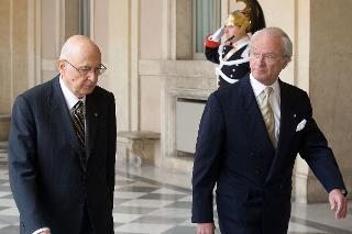 Il Presidente Giorgio Napolitano con Sua Maestà il Re Carlo XVI Gustavo di Svezia, in visita di Stato in Italia