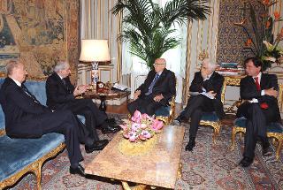 Il Presidente Giorgio Napolitano con il Prof. Giuliano Amato durante i colloqui