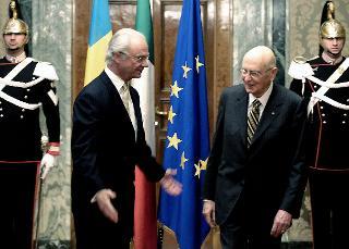 Il Presidente Giorgio Napolitano con Sua Maestà il Re Carlo XVI Gustavo di Svezia in occasione della visita di Stato in Italia