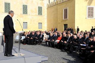 Il Presidente Giorgio Napolitano in un momento della celebrazione della &quot;Giornata del Bosco&quot; nel decimo anniversario di costituzione