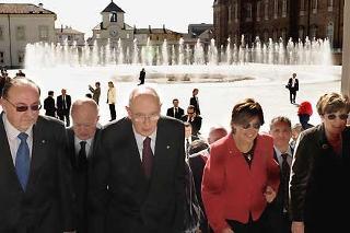 Il Presidente Giorgio Napolitano all'arrivo alla Reggia di Venaria Reale