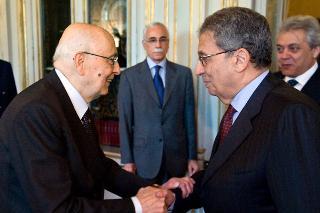 Il Presidente Giorgio Napolitano accoglie Amre Moussa, Segretario generale della Lega degli Stati Arabi