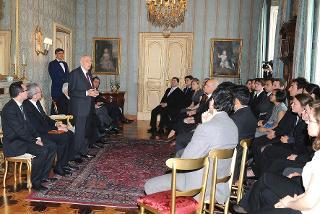 Il Presidente Giorgio Napolitano durante il suo intervento in occasione dell'incontro con una delegazione della Johns Hopkins University SAIS Bologna Center