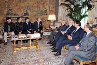 l Presidente Giorgio Napolitano con Gualtiero Marchesi ed una delegazione di cuochi, durante i colloqui