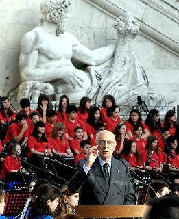 Il Presidente Giorgio Napolitano rivolge il suo indirizzo di saluto alla Festa dell'Europa in Campidoglio