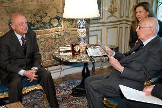 Il Presidente Giorgio Napolitano nel corso dei colloqui con il Vice Presidente della Repubblica del Cile Josè Antonio Viera Gallo