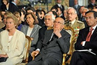 Il Presidente Giorgio Napolitano in un momento della cerimonia del Giorno della Memoria dedicato ale vittime del terrorismo