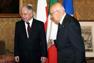 Il Presidente Giorgio Napolitano con il Signor Lech Kaczynski, Presidente della Repubblica di Polonia