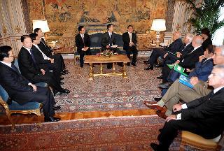 Il Presidente Giorgio Napolitano a colloquio con la Delegazione cinese guidata dal Presidente dell'Assemblea nazionale del Popolo