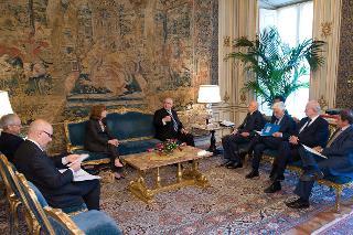 Il Presidente Giorgio Napolitano durante i colloqui con il Sen. Hubert Haenel