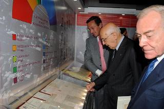 Il Presidente Giorgio Napolitano durante l'inaugurazione della Mostra &quot;Una Costituzione viva. Mostra per la Festa della Repubblica&quot;
