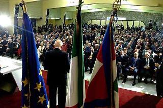 Il Presidente Giorgio Napolitano durante il suo intervento nella Sala Nicola Tridente della Fiera