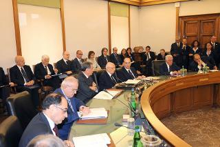Il Presidente Giorgio Napolitano durante la seduta plenaria del Consiglio Superiore della Magistratura