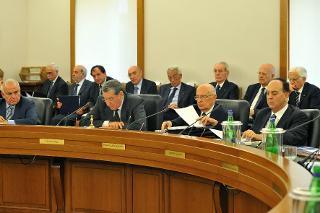 Il Presidente Giorgio Napolitano nel corso della seduta plenaria del Consiglio Superiore della Magistratura