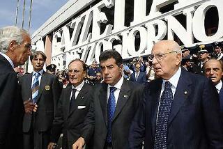 Il Presidente Giorgio Napolitano al termine della visita alla Gazzetta del Mezzogiorno