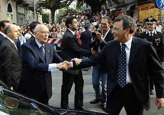 Il Presidente Giorgio Napolitano con Alessandro Laterza, al termine della visita alla sede della Casa Editrice.