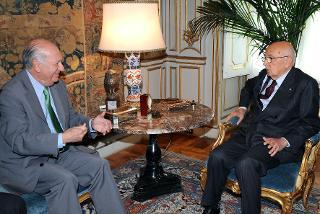 Il Presidente Giorgio Napolitano con il Sig. Ricardo Lagos durante i colloqui al Quirinale