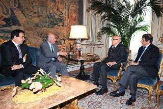 Un momento dell'incontro tra il Presidente Giorgio Napolitano e il Sig. Ricardo Lagos, già Presidente della Repubblica del Cile al Quirinale