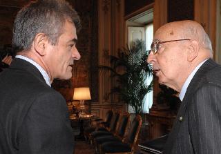Il Presidente Giorgio Napolitano con Sergio Chiamparino, Presidente dell'Anci