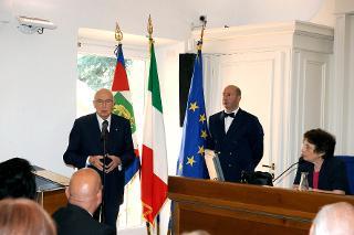 Il Presidente Giorgio Napolitano durante il suo intervento in occasione dell'inaugurazione della nuova sede dell'Archivio Storico della Presidenza della Repubblica
