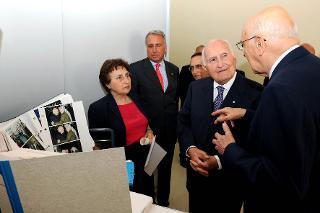 Il Presidente Giorgio Napolitano durante la visita all'Archivio Storico in occasione all'inaugurazione della nuova sede