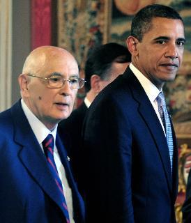 Il Presidente Giorgio Napolitano con il Presidente degli Stati Uniti d'America Barack Obama